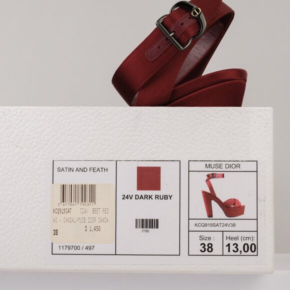 DIOR Muse Dior Satin Platform Heels, Ruby Red, EU 38 / US 8 - Picture 13 of 13